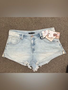 Sincerly Jules Washed Light Blue Distressed Jean Shorts